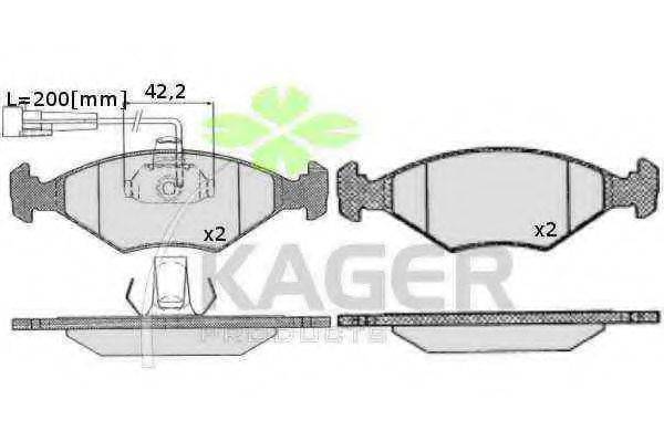 KAGER 350223 Комплект гальмівних колодок, дискове гальмо