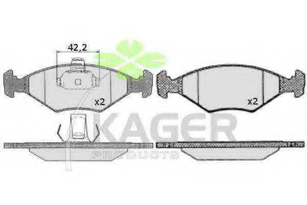 KAGER 350224 Комплект гальмівних колодок, дискове гальмо