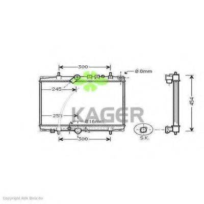 KAGER 312808 Радіатор, охолодження двигуна