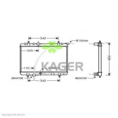 KAGER 313618 Радіатор, охолодження двигуна