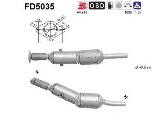 AS FD5035 Саджовий/частковий фільтр, система вихлопу ОГ