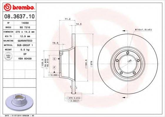 BRECO BS7216 гальмівний диск