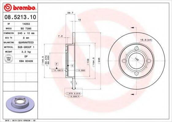 BRECO BS7395 гальмівний диск