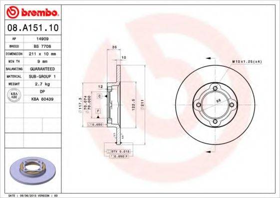 BRECO BS7708 гальмівний диск