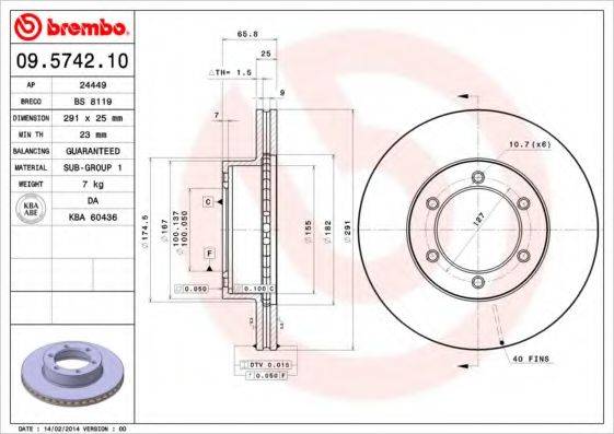 BRECO BS8119 гальмівний диск