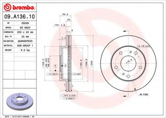 BRECO BS8623 гальмівний диск