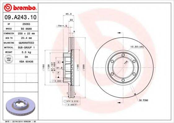 BRECO BS8689 гальмівний диск