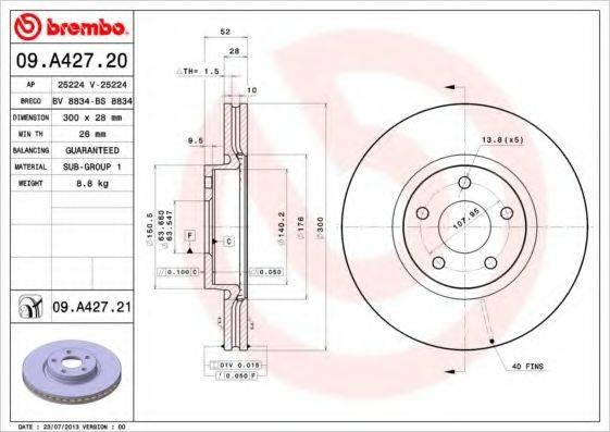 BRECO BS8834 гальмівний диск