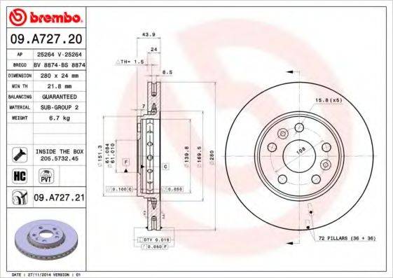 BRECO BS8874 гальмівний диск