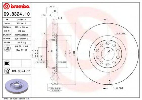 BRECO BV8411 гальмівний диск