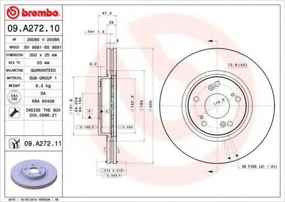 BRECO BV8691 гальмівний диск