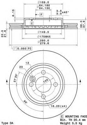 BRECO BV8779 гальмівний диск