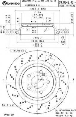 BRECO BV9005 гальмівний диск