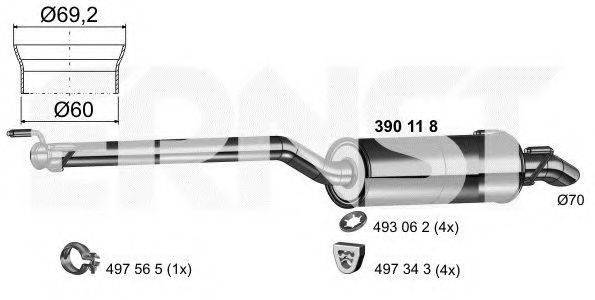 ERNST 390118 Середній глушник вихлопних газів