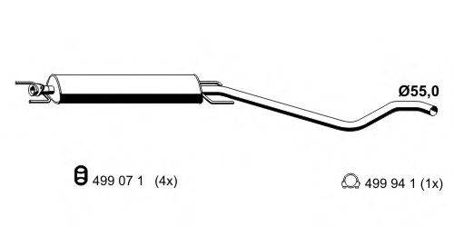 ERNST 055055 Середній глушник вихлопних газів
