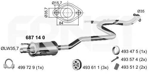 ERNST 687140 Середній глушник вихлопних газів