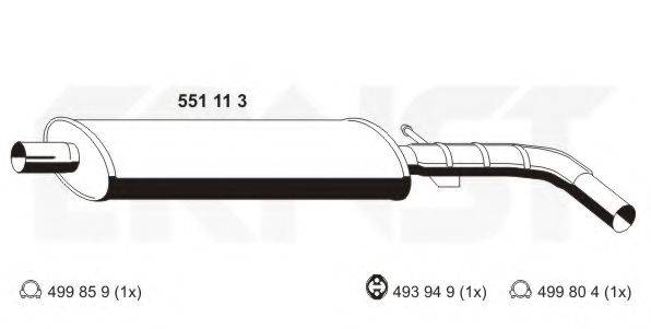 ERNST 551113 Середній глушник вихлопних газів