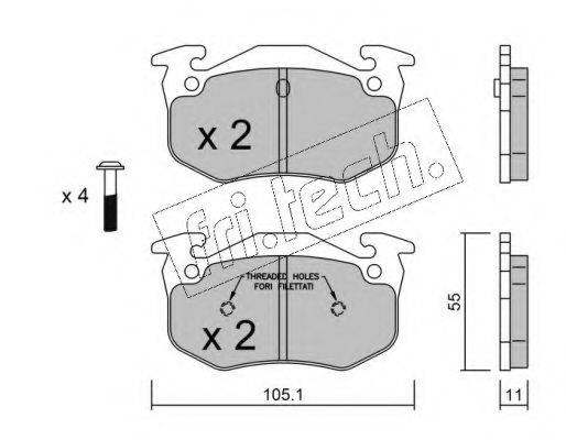 FRI.TECH. 0401 Комплект гальмівних колодок, дискове гальмо