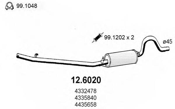 ASSO 126020 Середній глушник вихлопних газів