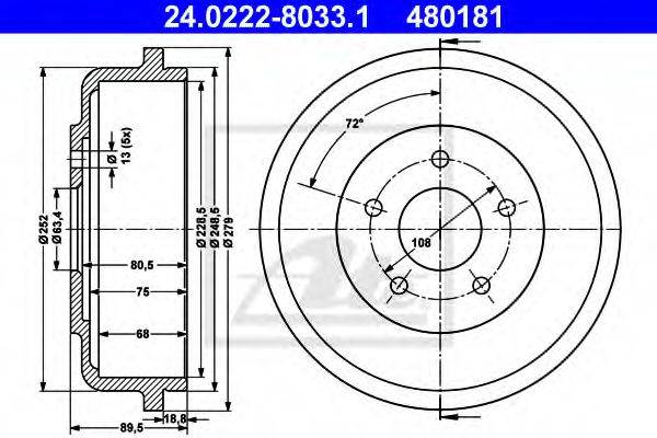 ATE 24022280331 Гальмівний барабан