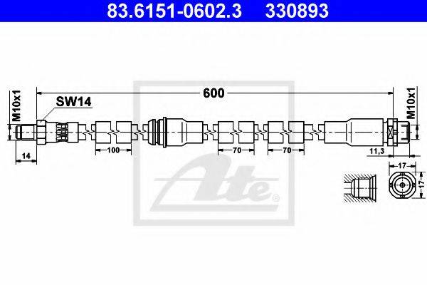 ATE 83615106023 Гальмівний шланг
