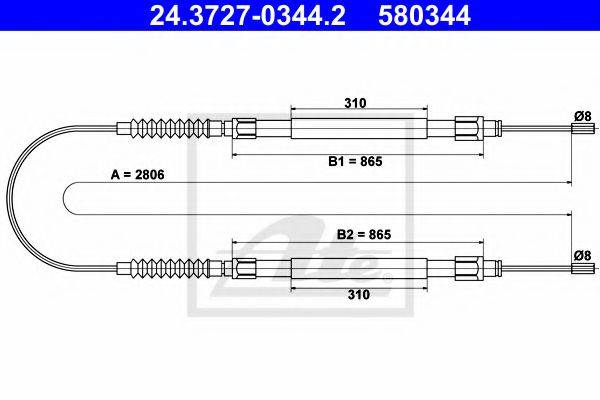 ATE 24372703442 Трос, стоянкова гальмівна система