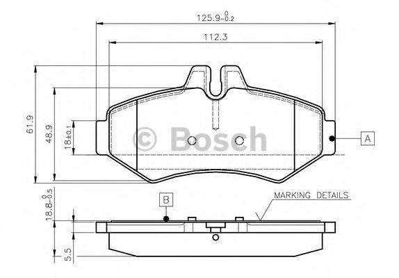 BOSCH 0986TB2046 Комплект гальмівних колодок, дискове гальмо