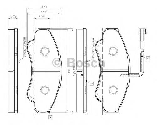 BOSCH 0986TB2431 Комплект гальмівних колодок, дискове гальмо