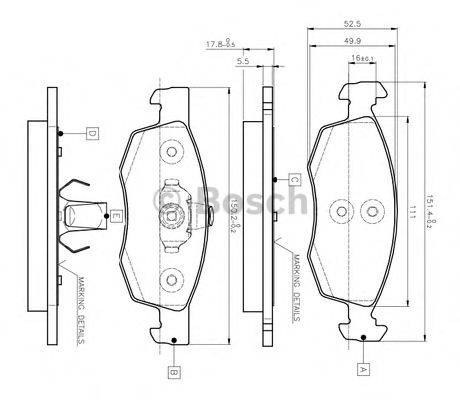 BOSCH 0986TB2541 Комплект гальмівних колодок, дискове гальмо