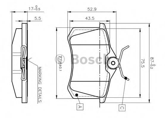 BOSCH 0986TB2590 Комплект гальмівних колодок, дискове гальмо