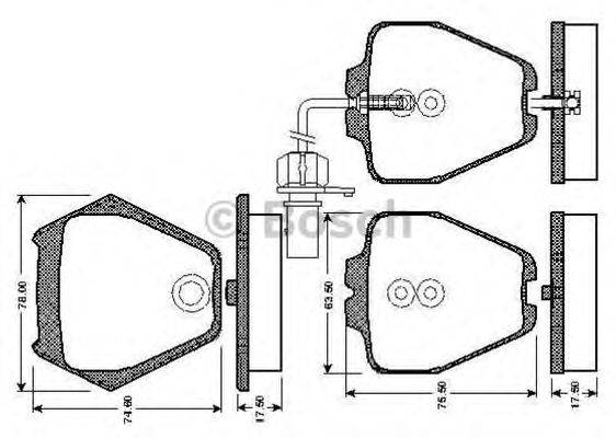 BOSCH 0986TB2808 Комплект гальмівних колодок, дискове гальмо