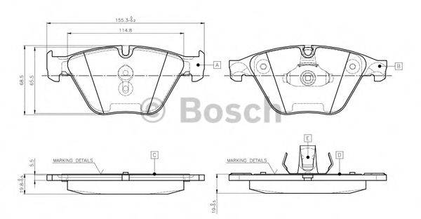 BOSCH 0986TB3134 Комплект гальмівних колодок, дискове гальмо