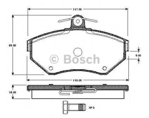 BOSCH 0986TB2039 Комплект гальмівних колодок, дискове гальмо