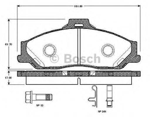 BOSCH 0986TB2361 Комплект гальмівних колодок, дискове гальмо