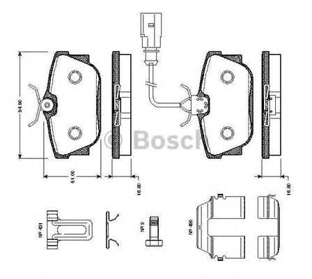 BOSCH 0986TB2376 Комплект гальмівних колодок, дискове гальмо