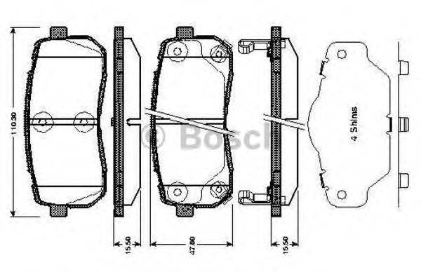 BOSCH 0986TB3012 Комплект гальмівних колодок, дискове гальмо