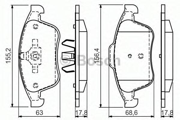 BOSCH 0986494556 Комплект гальмівних колодок, дискове гальмо