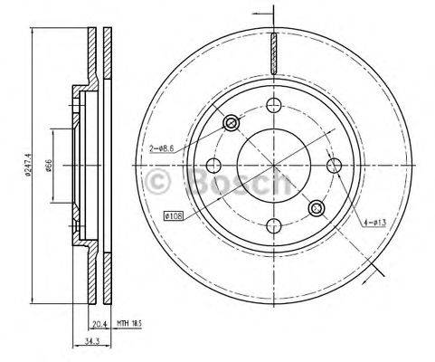 BOSCH 0986BB4304 гальмівний диск