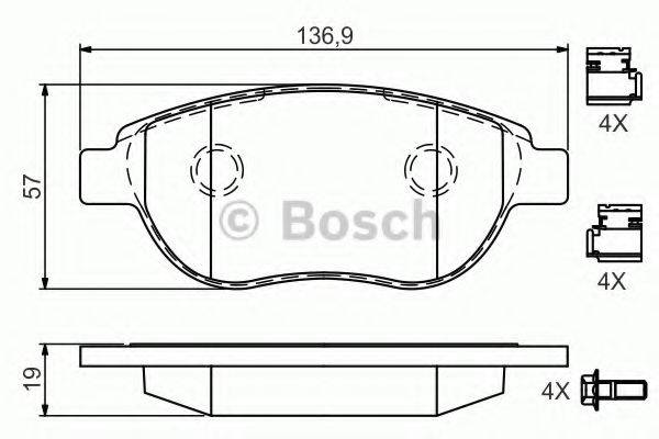 BOSCH 0986494602 Комплект гальмівних колодок, дискове гальмо