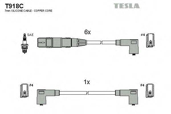 TESLA T918C Комплект дротів запалювання