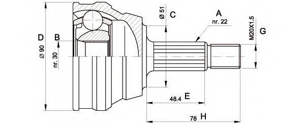 OPEN PARTS CVJ500810 Шарнірний комплект, приводний вал