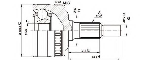 OPEN PARTS CVJ536010 Шарнірний комплект, приводний вал