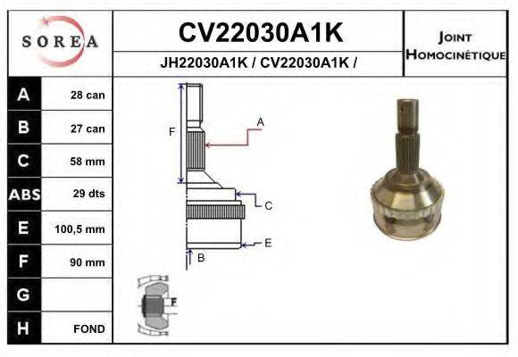 EAI CV22030A1K Шарнірний комплект, приводний вал