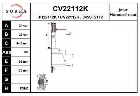 EAI CV22112K Шарнірний комплект, приводний вал