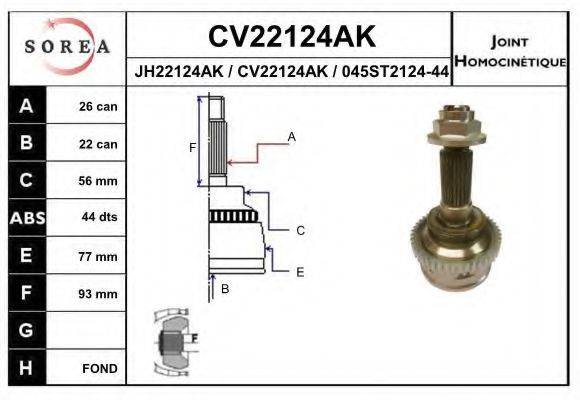 EAI CV22124AK Шарнірний комплект, приводний вал