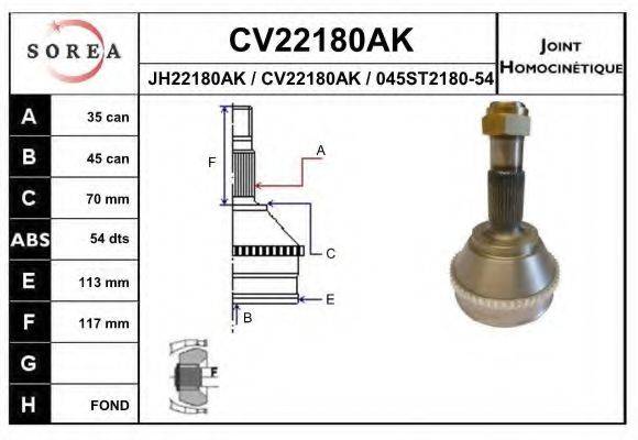 EAI CV22180AK Шарнірний комплект, приводний вал