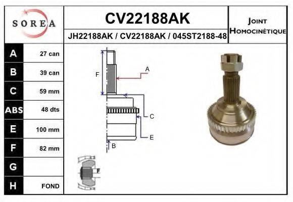 EAI CV22188AK Шарнірний комплект, приводний вал