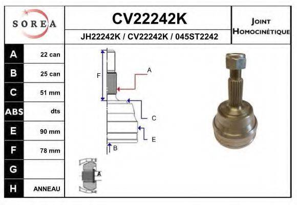 EAI CV22242K Шарнірний комплект, приводний вал