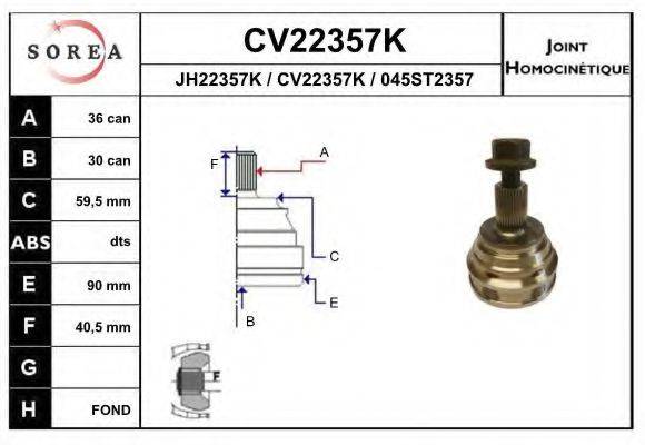 EAI CV22357K Шарнірний комплект, приводний вал