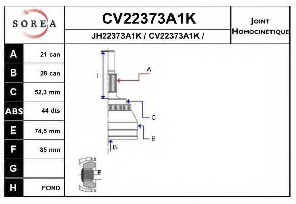 EAI CV22373A1K Шарнірний комплект, приводний вал